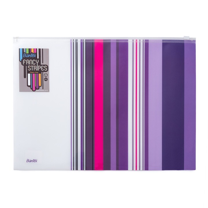 

[Artomas] Bantex Fancy Stripes Zipper Bag Folio Lilac 8075 21