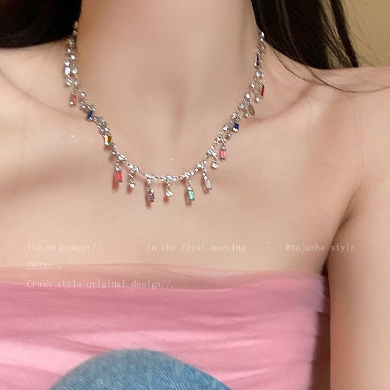 Kalung Warna-Warni Bahan Alloy Zircon Fashion Korea Untuk Perempuan