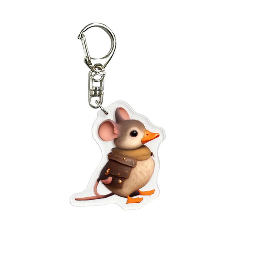 Mouse Duck Key Ring Kreatif Tas Liontin Hewan Lucu Transparan Gantungan Kunci Akrilik