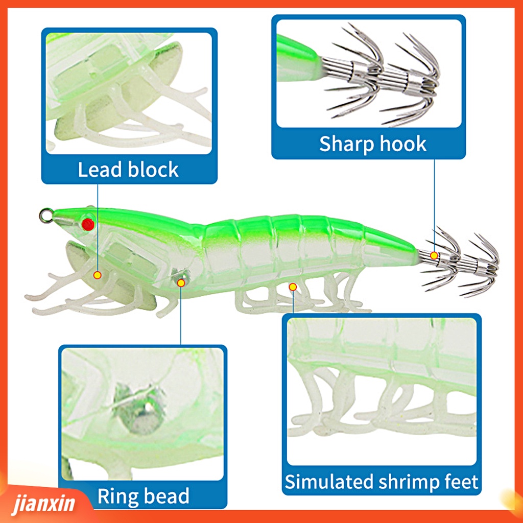 (In Stock) 11.7cm /20.5g Memancing Umpan Cumi Kait Simulasi Kulit Hidup Warna Terang Kaki Lembut Pengerjaan Halus Universal Bercahaya Udang Buatan Gurita Umpan Perlengkapan Memancing