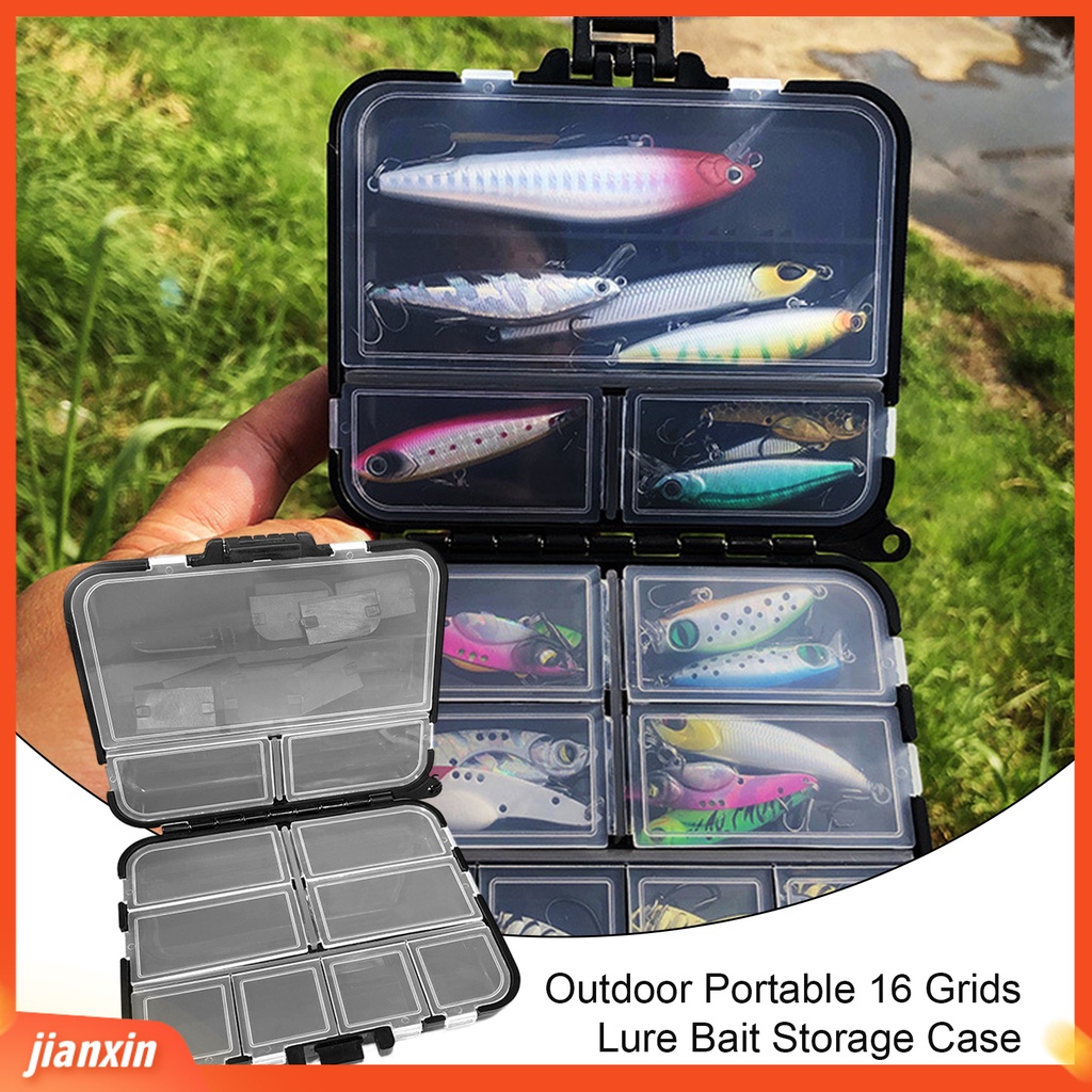 (In Stock) Kompartemen Kotak Perlengkapan Pancing Mengklasifikasikan Menyimpan Luar Ruangan Portabel 16kisi Wadah Penyimpanan Umpan Umpan Angling Aksesoris