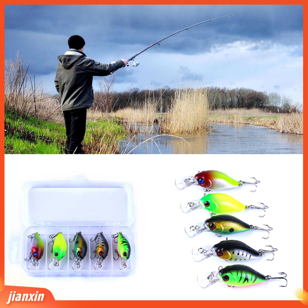 (In Stock) 5Pcs Umpan Pancing Bionic Menarik Tahan Aus Tajam Keras Lure Hook Jig Dengan Case Untuk Memancing Laut