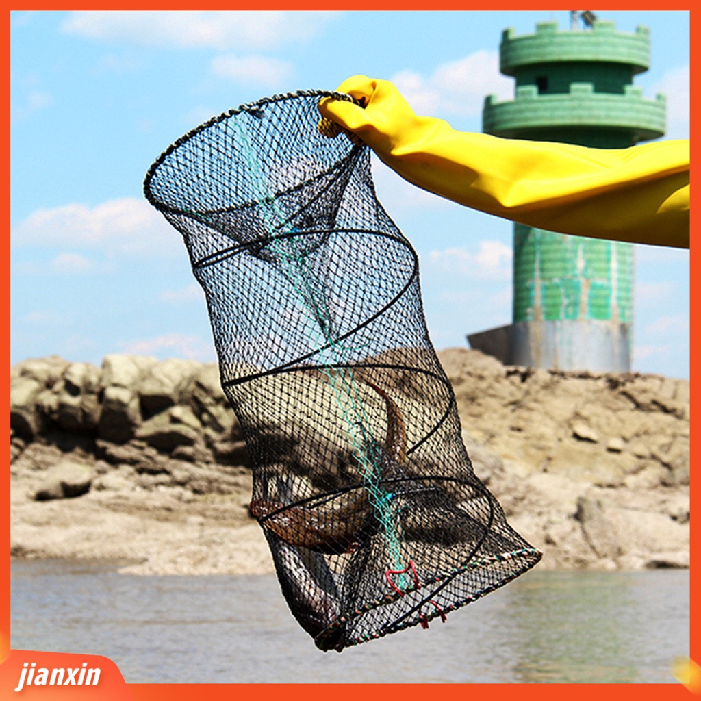 (In Stock) Perangkap Jaring Ikan Portabel Lipat Otomatis Besar Zipper Umpan Spring Cage Untuk Udang