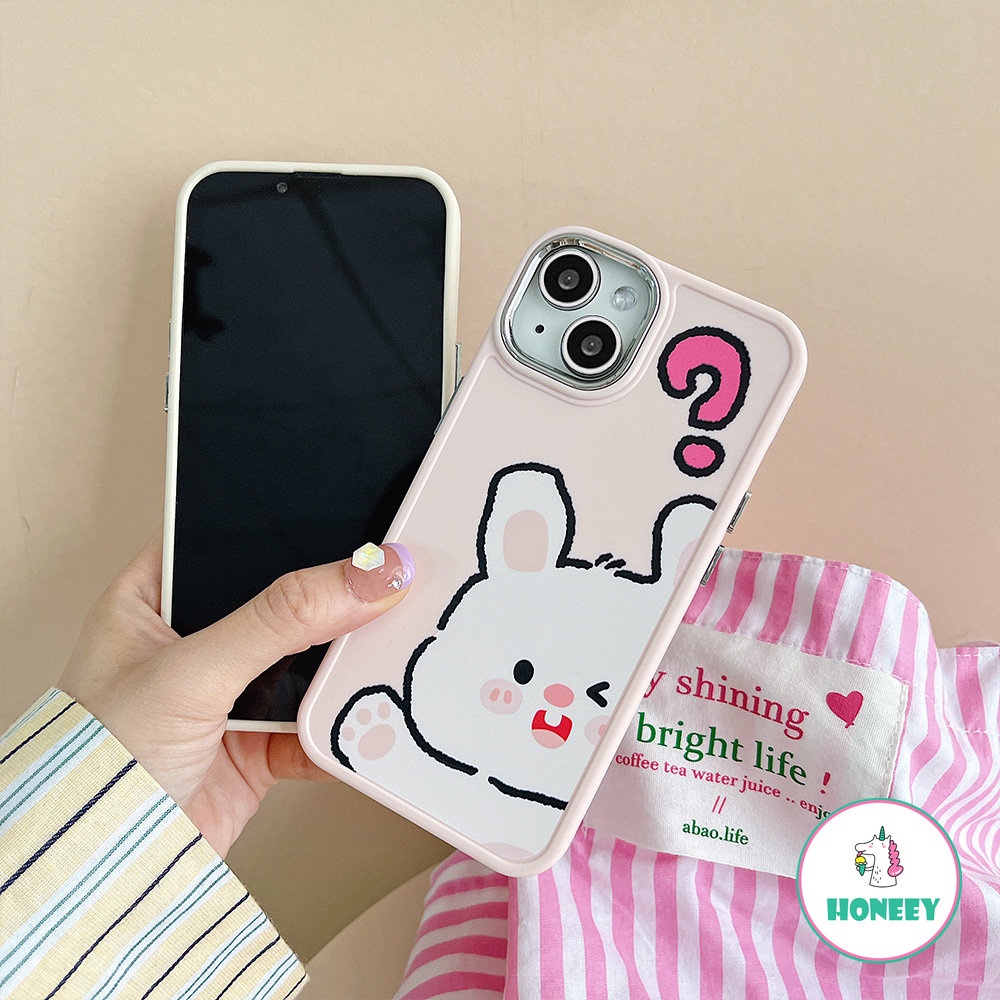 IPHONE Casing Ponsel Kartun Kelinci Pink Kompatibel Untuk Iphone14 Pro 13 12/12pro 11 Pro Max Cute Puppy Shockproof Back Cover