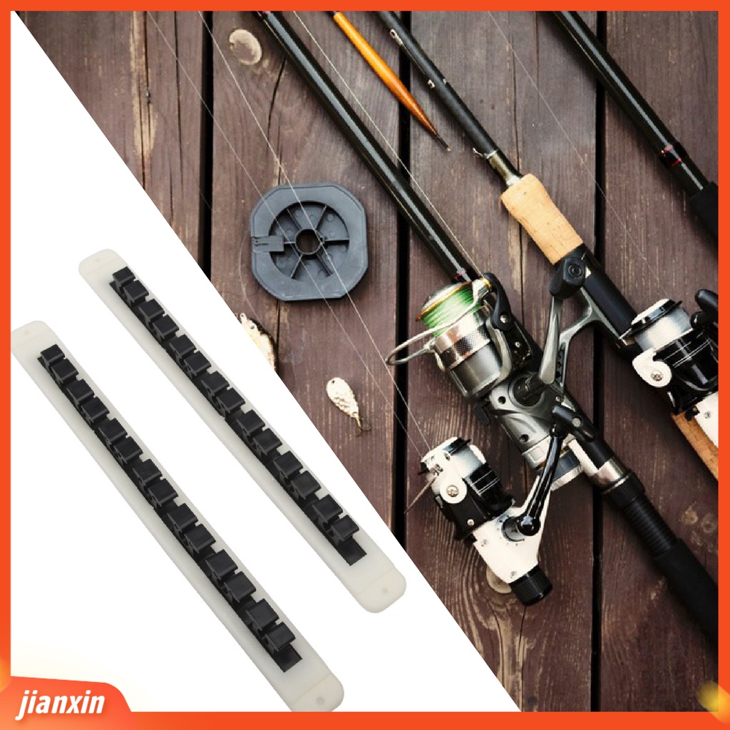 (In Stock) 2Pcs Rak Batang Holder Tiang Pancing Vertical Wall Mounted PVC Hitam Untuk Garasi