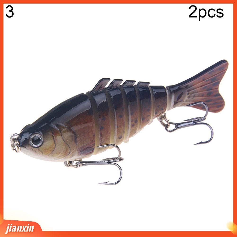 (In Stock) 2Pcs 10cm Multi-Bagian Umpan Umpan Ikan Buatan Alat Pancing Dengan Kait