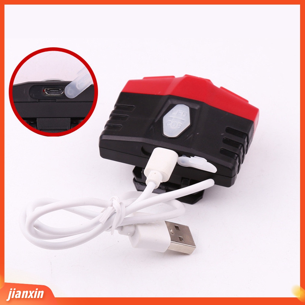 (In Stock) Lampu Topi Luar Ruangan Rechargeable USB COB Sensor Headlamp Memancing Klip Topi Cahaya