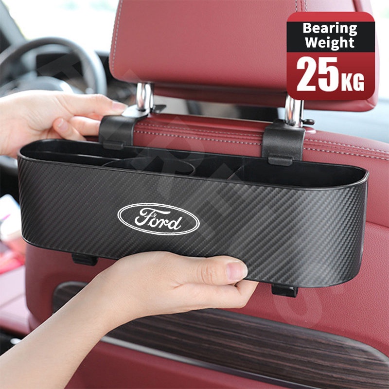 Ford Car Back Seat Organizer Kursi Belakang Mobil Hook Kotak Penyimpanan Cup Holder Tekstur Serat Karbon Untuk Ford Fiesta Ranger Ecosport Focus Everest Mustang Escape