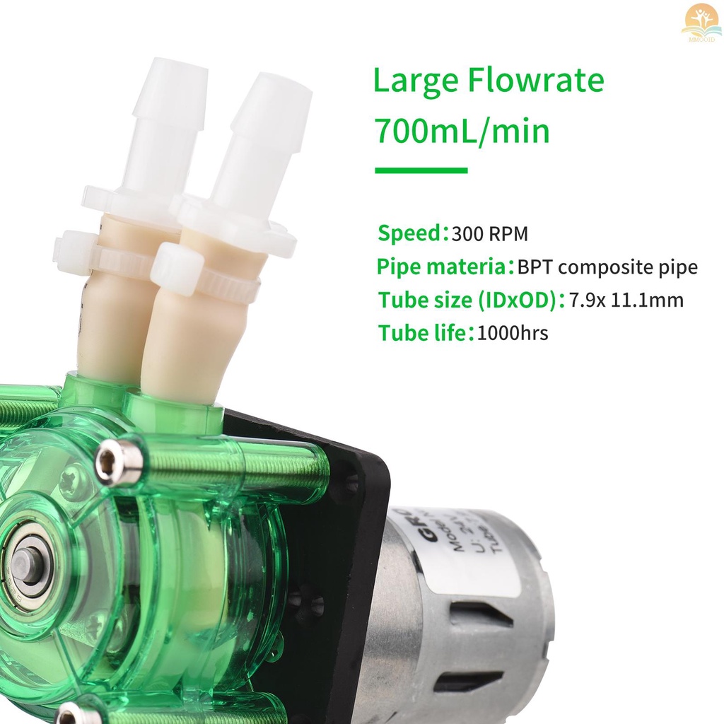 In Stock GROTHEN DC 12V Dosing Pump Pompa Peristaltik Pompa Cairan Air Mini Flowrate Besar Peristaltic BPT Tube Self-Priming 700mL/min Untuk Aquarium Lab Chemical Analisa Dosing Add