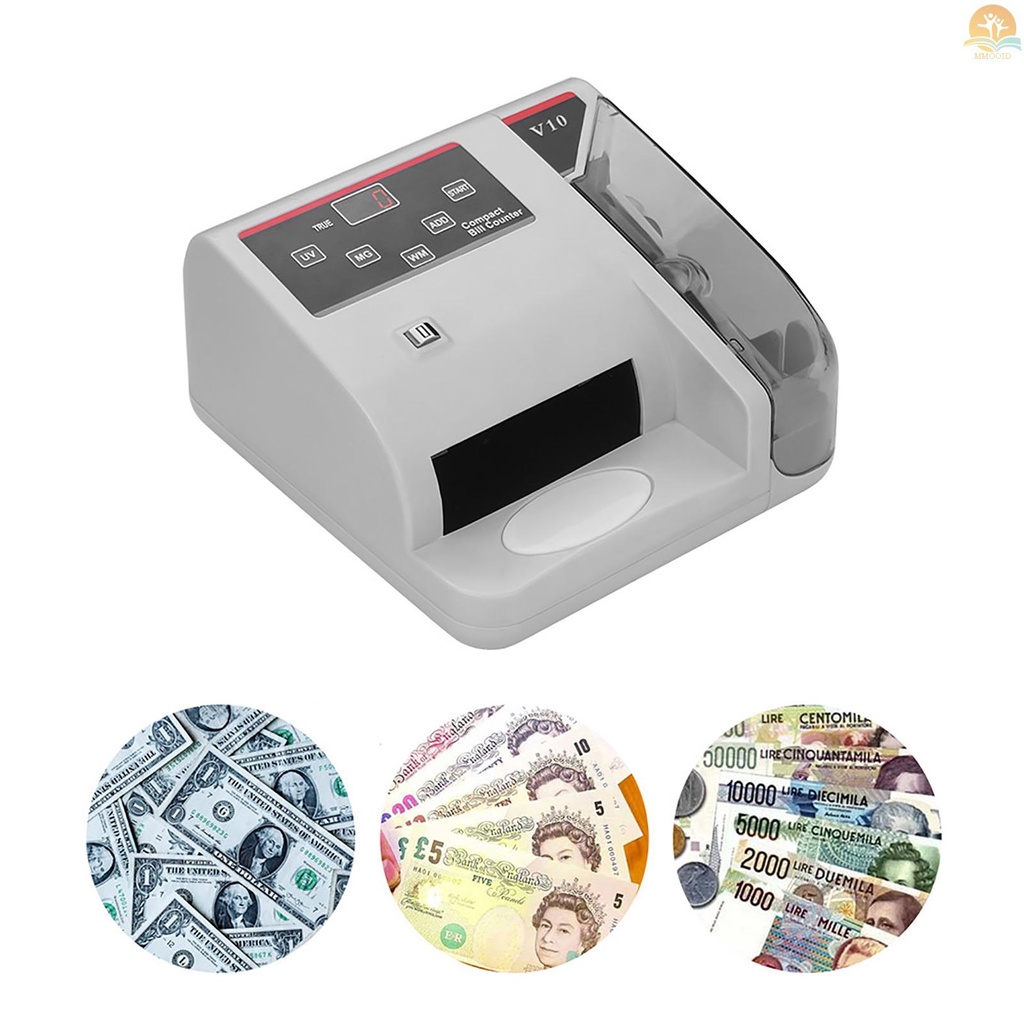 In Stock Portable Mini Money Counter Worldwide Currency Cash Kertas Bill Counting Machine Detector Dengan UV/MG/WM Deteksi Palsu 600tagih Per Menit Layar Display LED