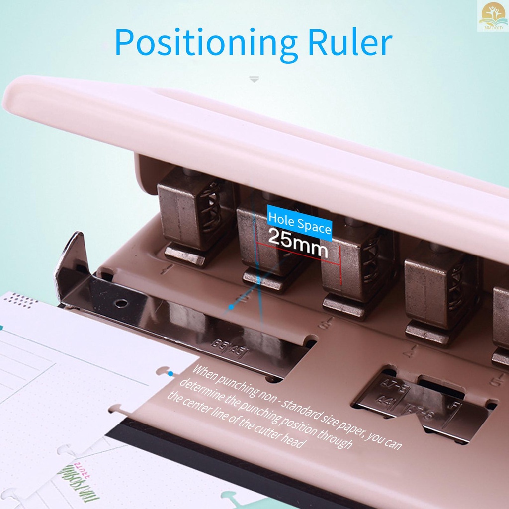 In Stock KW-triO Handheld DIY Jamur 12lubang Punch Puncher Pemotong Kertas Dengan Penggaris 6lembar Punch Kapasitas A4/A5/A7/B5 Untuk Perlengkapan Siswa Sekolah Rumah Kantor