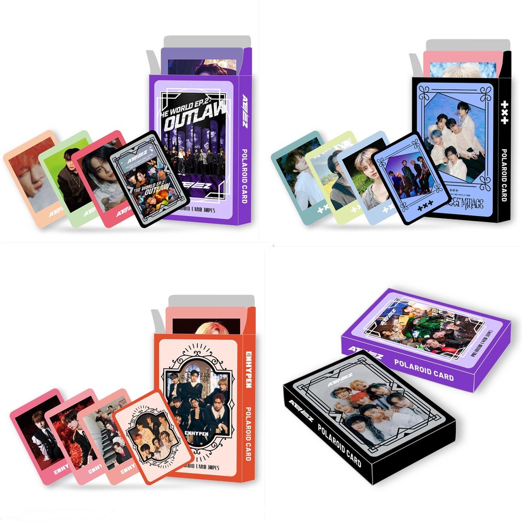 30pcs /box TXT ATEEZ EN-HYPEN Photocards Album Kartu Lomo Tomorrow X Together ENHYPEN Kpop Postcards