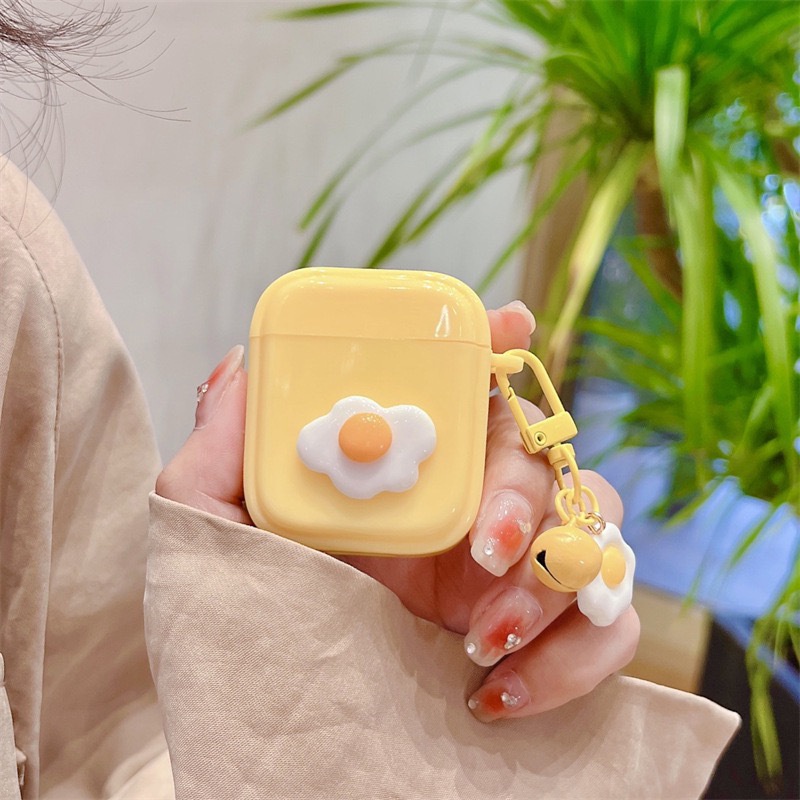 3d Lucu Sarapan Cahaya Kuning Bluetooth Earphone Pelindung Case Cover Dengan Liontin Telur Goreng Untuk Airpods1 2 3 PRO PRO2 Soft Shell