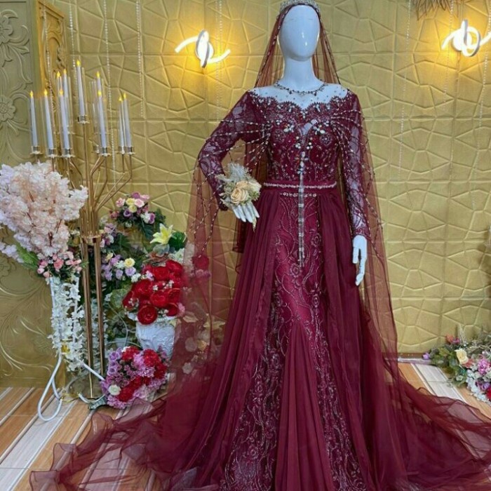 ✨READY✨ -gaun pengantin merah