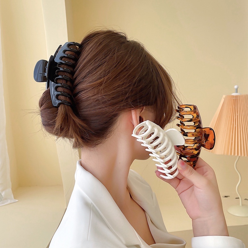 [Ditampilkan] Gadis Korea Rambut Tetap Klip/Musim Panas Wanita Ekstra Besar Hair Claw Clip/Jepit Rambut Kasual Mode Sederhana/Temperamen Hiu Klip Aksesoris Rambut/