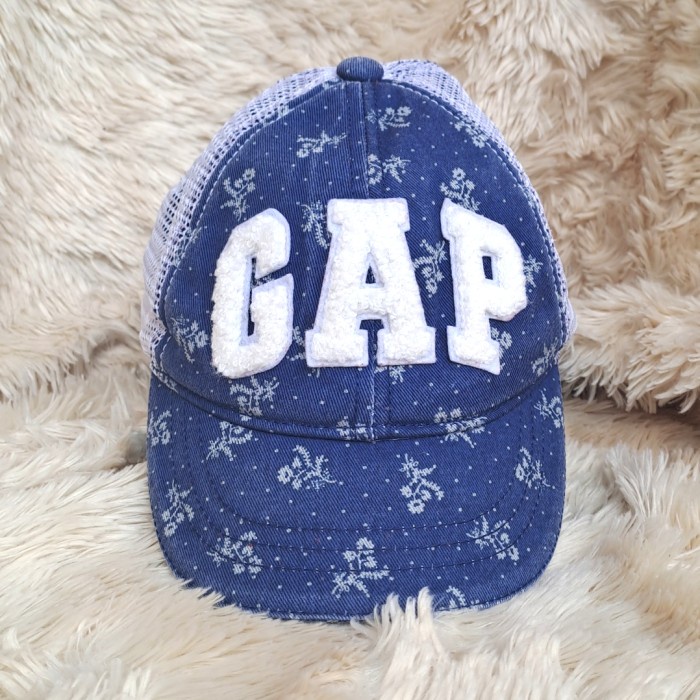 TOPI BABY GAP BABY KIDS GIRL ANAK BAYI CEWEK PEREMPUAN BIRU CORAK SIZE 2 3 TAHUN