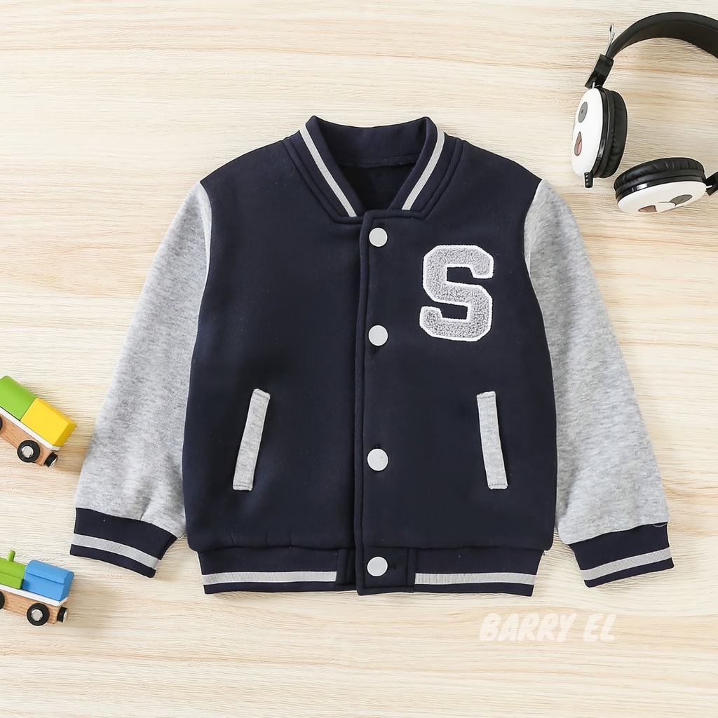 Varsity Jacket Baseball Anak Laki Laki Perempuan Dewasa Pria Wanita Ukuran Tanggung Free Inisial Nam