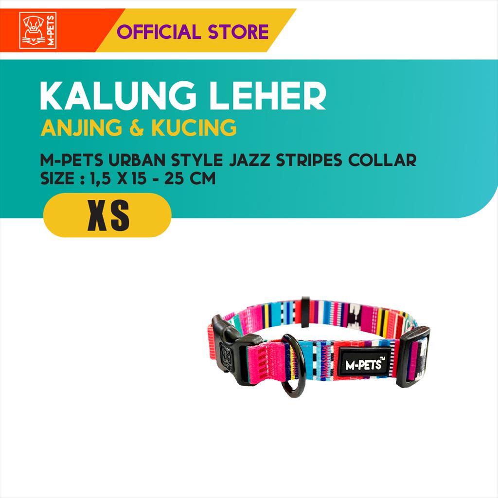 M-Pets Urban Style Jazz Stripes Collar Size Xs / Kalung Anjing