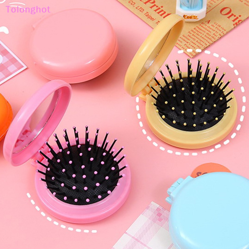 Tolonghot&gt; Sisir Rambut Ukuran Kecil Dengan Cermin Lipat Traveling Portable Massage Sisir Lipat Wanita Gadis Sikat Rambut Dengan Cermin Styling Tools well