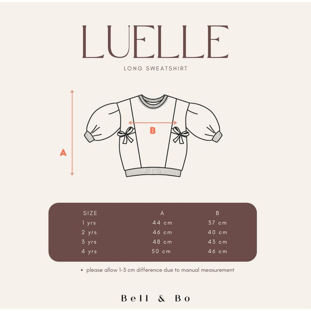 LUELLE BELL &amp; BO / LUELLE LONG SWEAT SHIRT /OVERSIZE TEE/DRESS GIRL/ sweater oversize anak / sweater anak