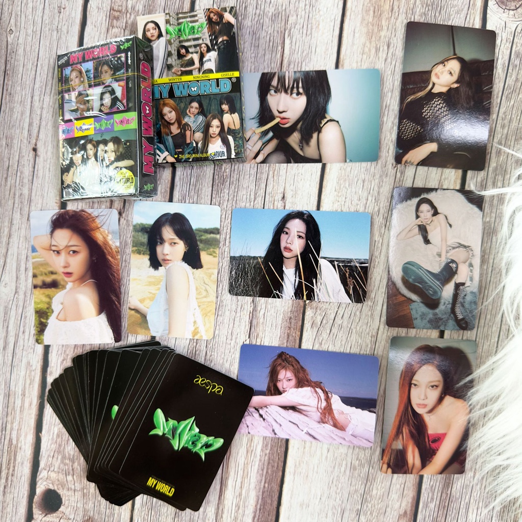 55pcs /box AESPA 3rd MINI Album MY WORLD Photocards Series WINTER GISELLE KARINA NINGNING 2023kartu COMEBACK Lomo Kpop Postcards