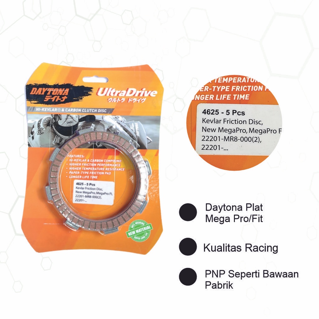 Daytona Original Kampas Plat Kopling Mega Pro Tiger Clutch Racing Carbon 5 Lembar 4625