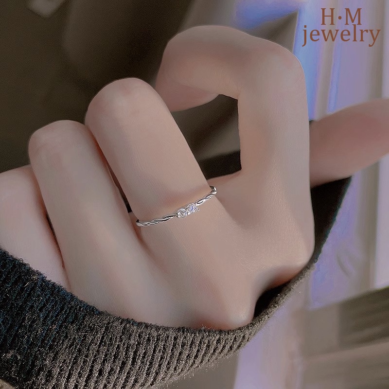 2023new Cincin Berlian Mengkilap Ringan Mewah Halus AAA Zircon Open Ring