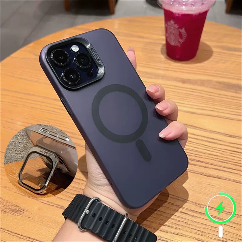 Casing Magnet Mewah iphone 14 pro max case Iphone12 13 pro max 11 case Dengan Kamera Perlindungan Lensa Dengan stand shockproof protection hard case