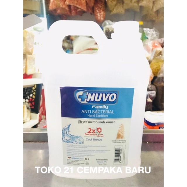 Nuvo Hand Sanitizer GEL Cool Breeze Biru Jerigen 4 Liter | Nuvo 4 Liter 4L Murah Promo