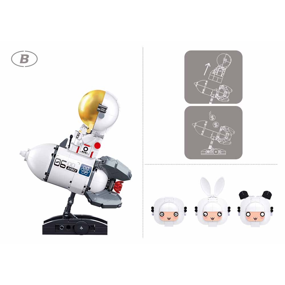 Mainan Balok Susun Sluban Pleyerid Astronout Phone Holder / Brush Pot/ Saving Box M38-P8001