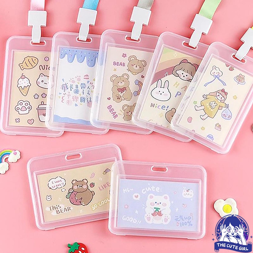 

Kartun Pemegang Kartu Lucu Tempat Kartu Identitas Tahan Air Transparan Lencana Kerja Staf Dengan Tali Pengikat - Stazionario