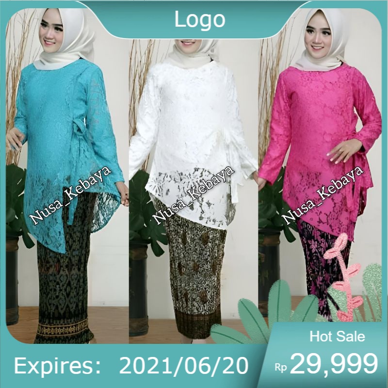 (COD) Stelan Kebaya Brukat Modern / Setelan Kebaya Qirany Brukat / Set Kebaya Wisuda Modern dan Rok 
