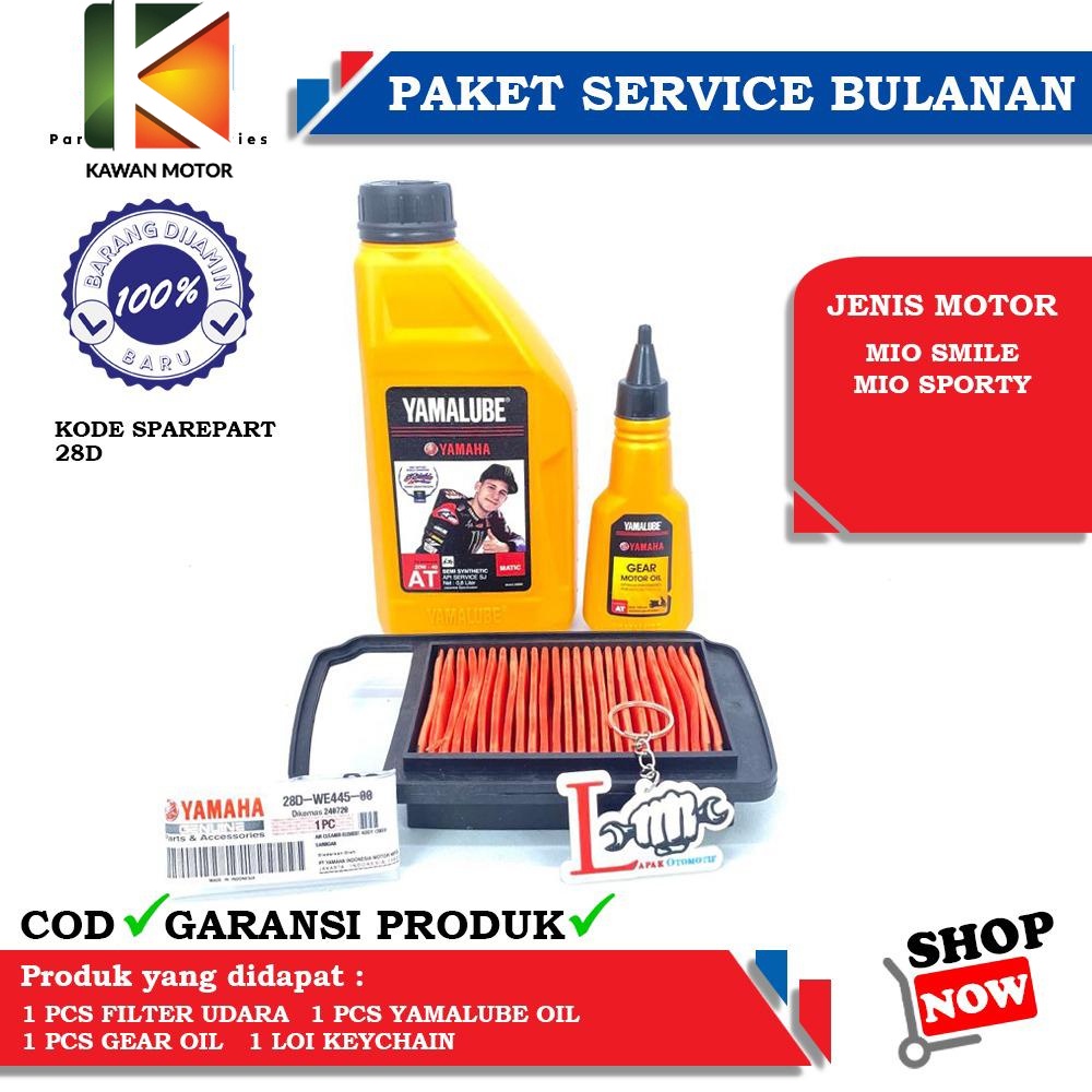 PAKET SERVICE BULANAN OLI YAMALUBE MATIC & FILTER UDARA MIO SMILE & MIO SPORTY / KM