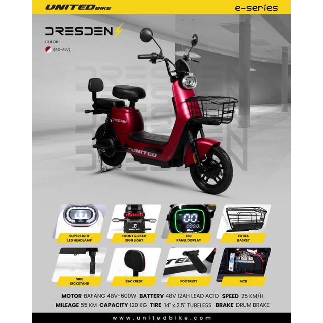 Sepeda Motor Listrik United Dresden 600 Watt Murah Berkualitas / Electric Bike United Dresden 600 Wa