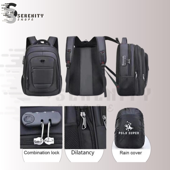 PROMO!! Tas Ransel Pria Tas Laptop Import PL Power USB Port Tas Punggung Pria Tas Laptop Polo Dual USB