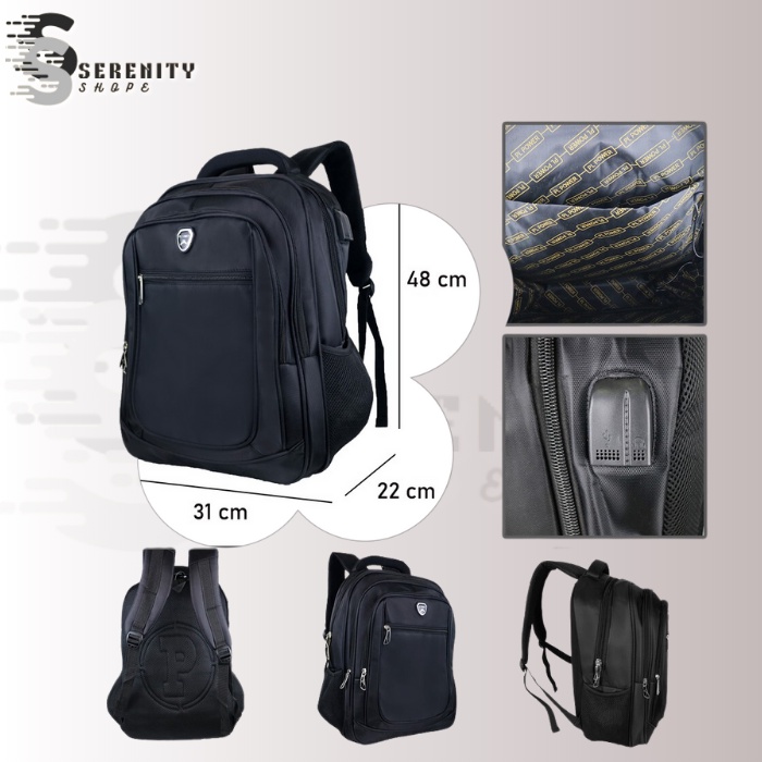 PROMO!! Tas Ransel Pria Tas Laptop Import PL Power USB Port Tas Punggung Pria Tas Laptop Polo Dual USB