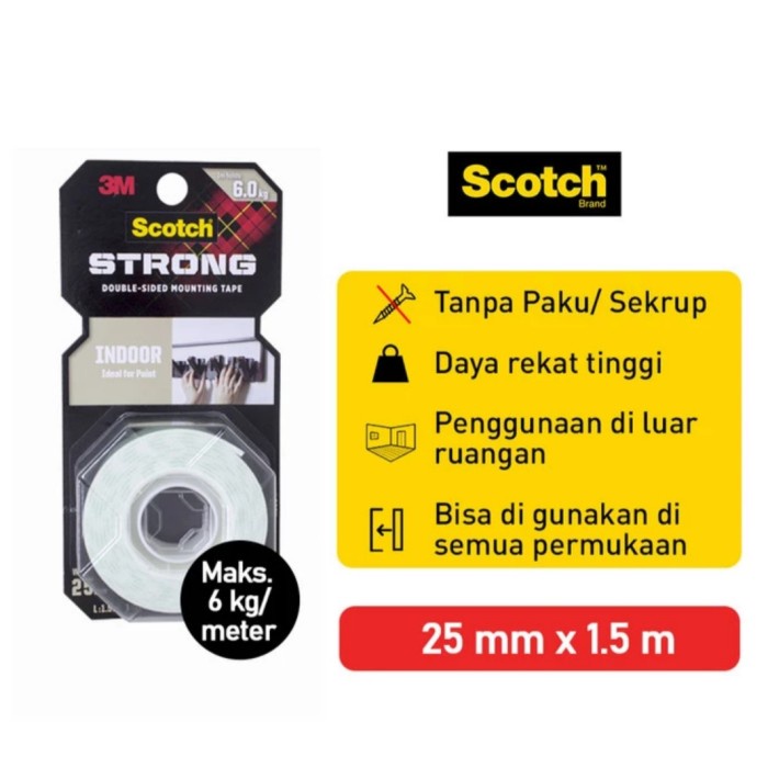 

3M Scotch Strong Perekat Double Tape Indoor 25mm x 1,5m 110-S25