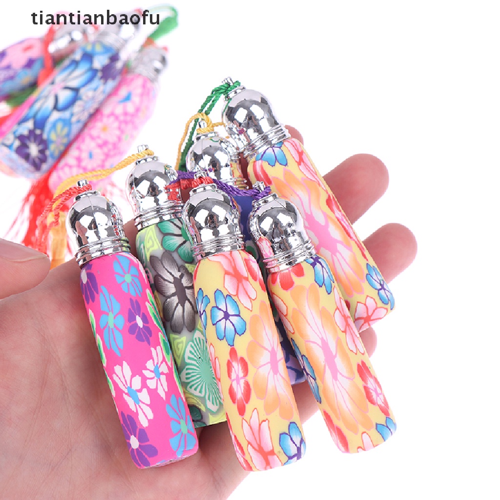 [tiantianbaofu] 5Pcs 10ml Glass Roll On Bottles Empty Polymer Clay  Roller Bottle Boutique