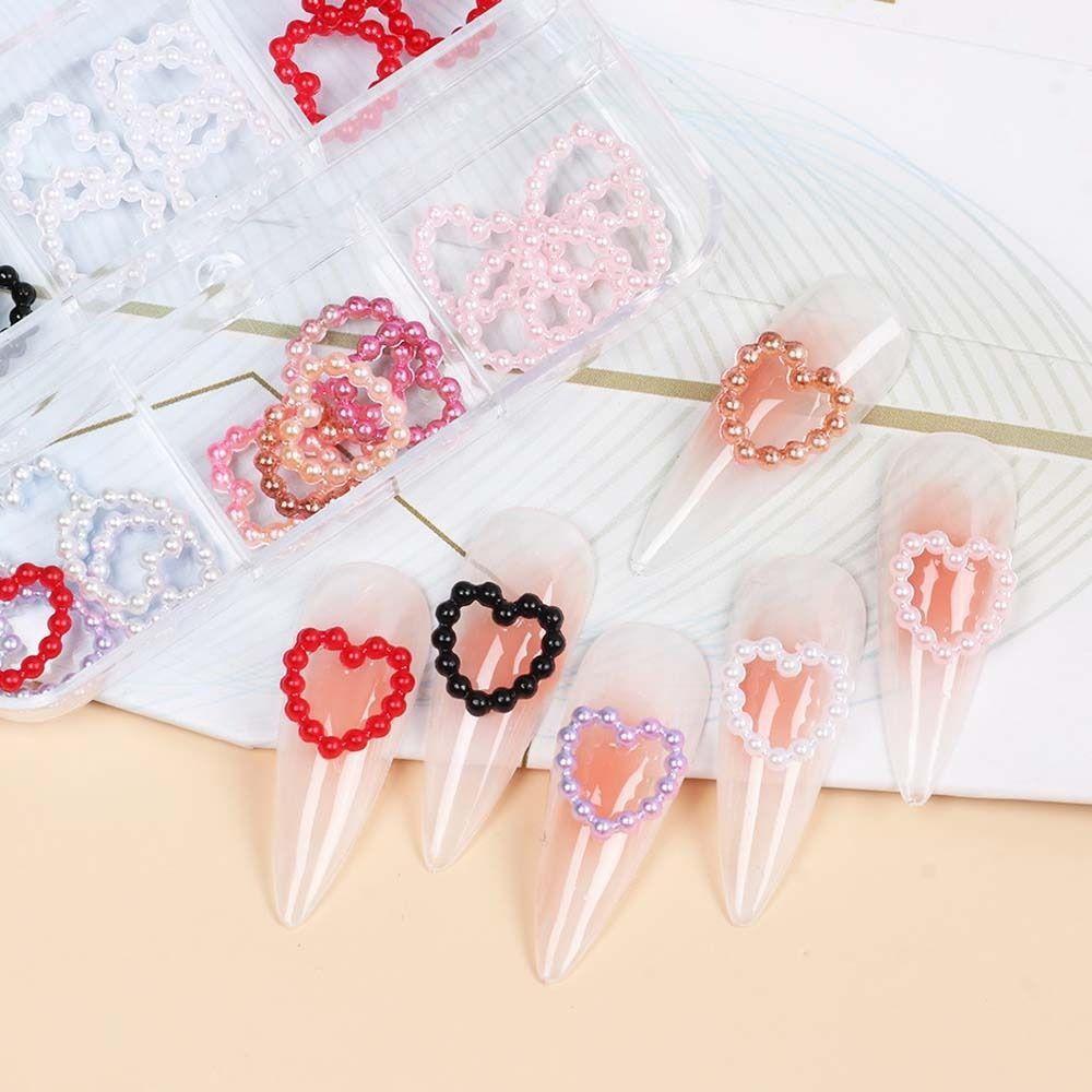 Mxbeauty Hiasan Kuku Jantung Resin Fashion Cinta Hati Manicure Aksesoris Hiasan Kuku Mutiara Heart Nail Jewelry