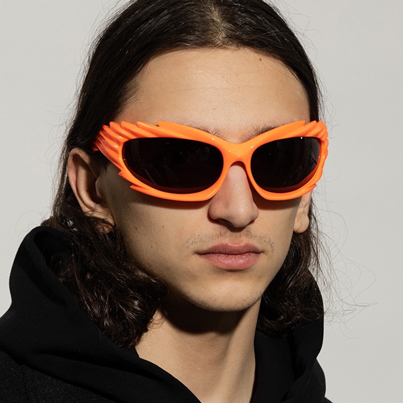 (YUZHU) Mode Barat Y2K Berduri Kacamata Kepribadian Landak Lucu Bersepeda Olahraga Sunglasses