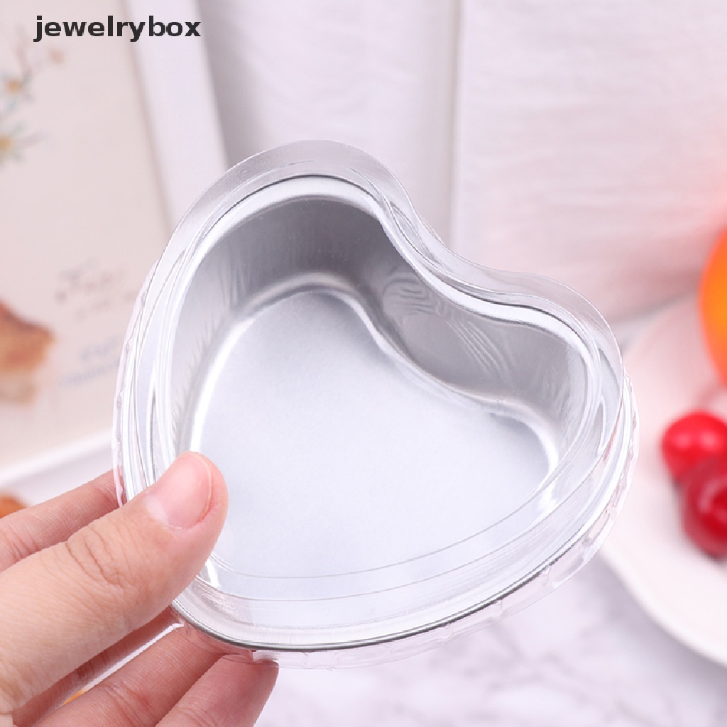 [jewelrybox] 10pcs/set 100ML Berbentuk Hati Aluminium Foil Kue Cup Dengan Tutup Baking Pans Butik