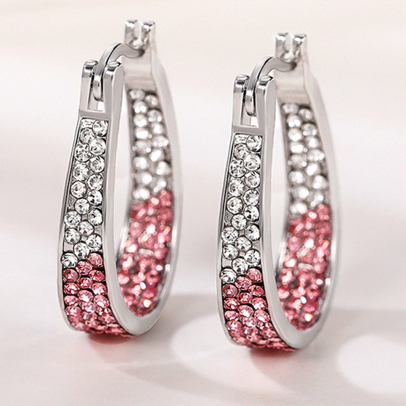 Warna-warni CZ Hoop Earrings Wanita Fashion Ear Hoop Aksesoris Mewah Pengantin Pernikahan Anting Pernyataan Perhiasan