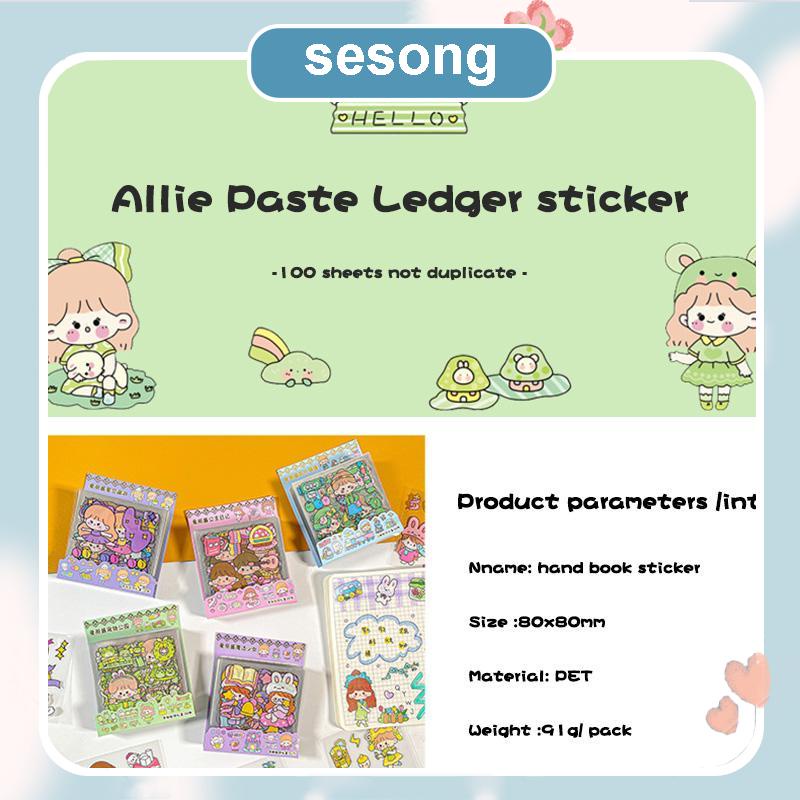 

100pcs Lembar Stiker Deco Set Waterproof Kartun Lucu ekorasi Alat Tulis Siswa Stiker Kartun SS