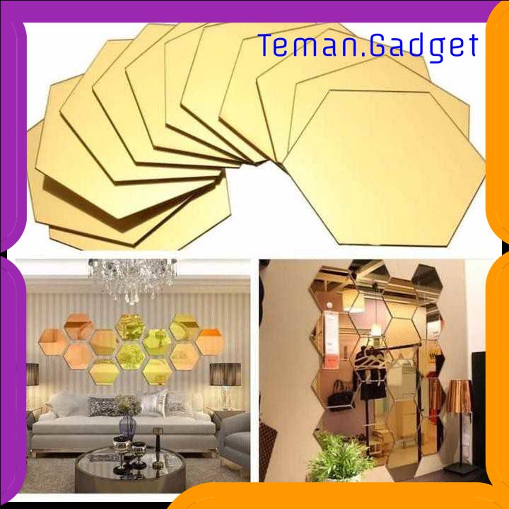 TG -  ART Stiker Dekorasi Dinding Hexagon Mirror Acrylic 7 PCS