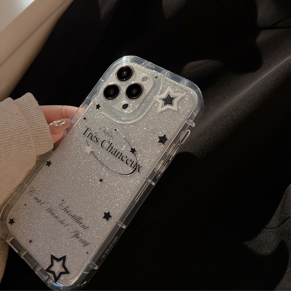 IPHONE Bintang TPU Transparan Soft Phone Case Cover Dengan Film Glitter Untuk Iphone11 12 13 14 PLUS PRO MAX Shockproof Pelindung Shell