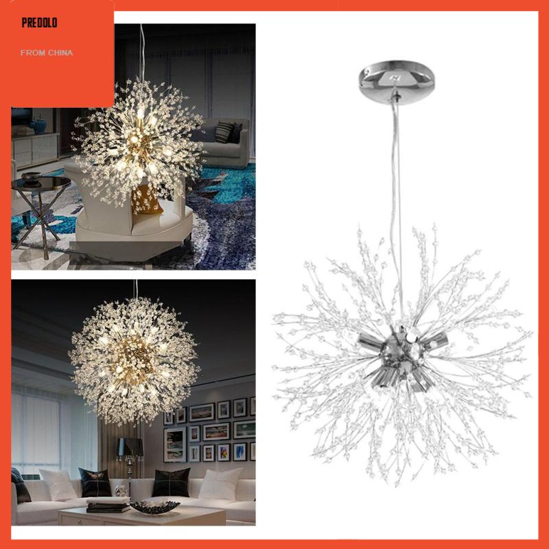 [Predolo] Lampu Gantung LED Light Stainless Steel Crystal Pendant Lighting Plafon