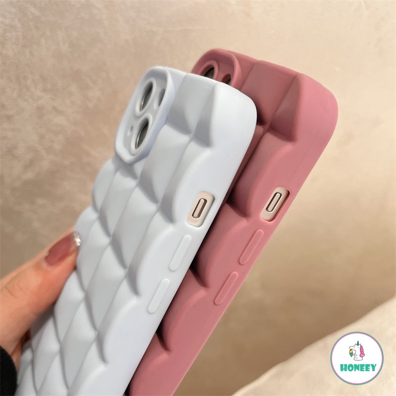 Kisi 3D Warna Solid Sederhana Cocok Untuk IPhone14 Pro MAX Case Apple13 12 11 XS MAX Casing Ponsel Bantal Silikon