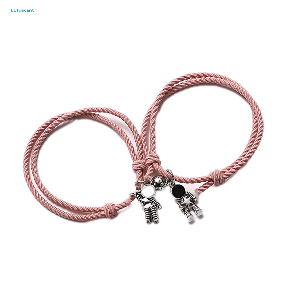 Lilyscent Gelang Alloy Untuk Hari Valentine Bentuk Astronot Gelang Pasangan Elastis Eye-catching