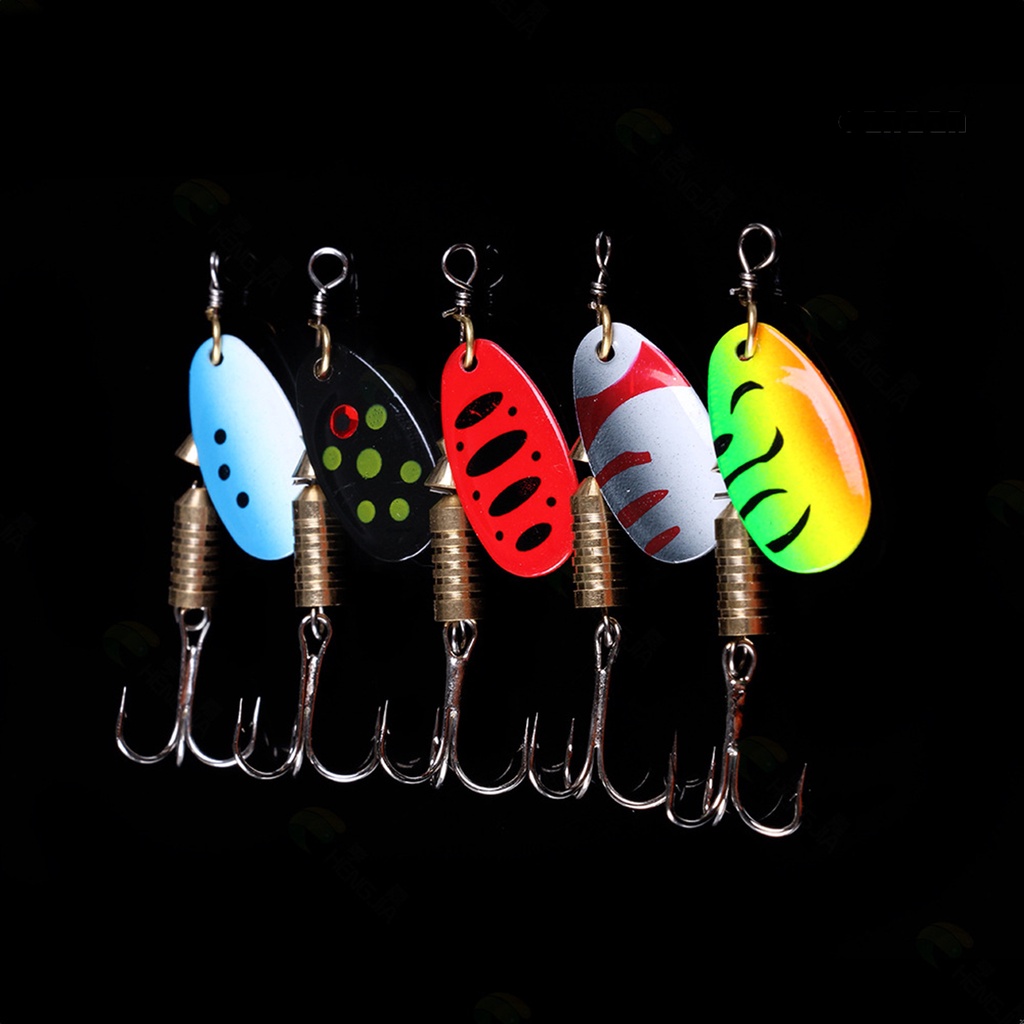 Cnn-5pcs/set 4.5cm 5.2g Sendok Lure Berputar Permukaan Terang Metal Sequin Lure Colorful Umpan Spinner Keras Untuk Memancing Laut