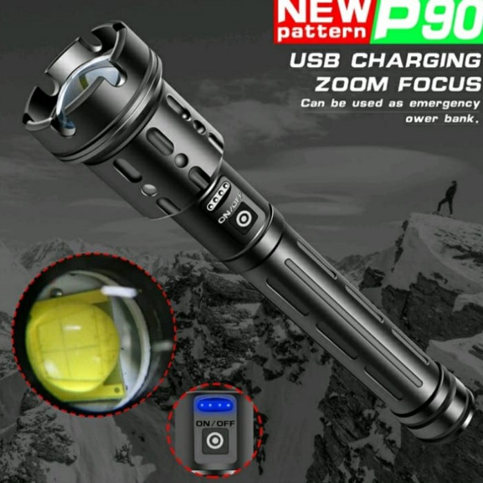 Senter XHP90 Paten Ultral Power Senter Zoomable Torch Terang XHP 90